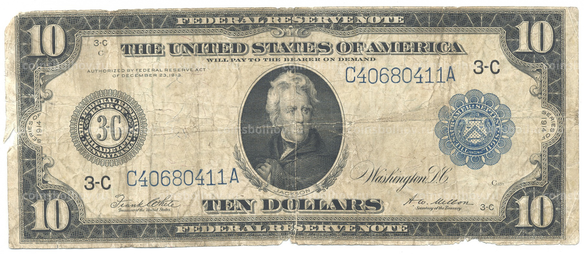 10 долларов 1913 года