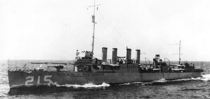 "Бори" (USS Borie (DD-215), 1919 г.п., 1234 т, 4 - 102мм, 1 - 76мм, 2 - 20мм, 2 - 7.62мм, 4х3ТА - 533мм).