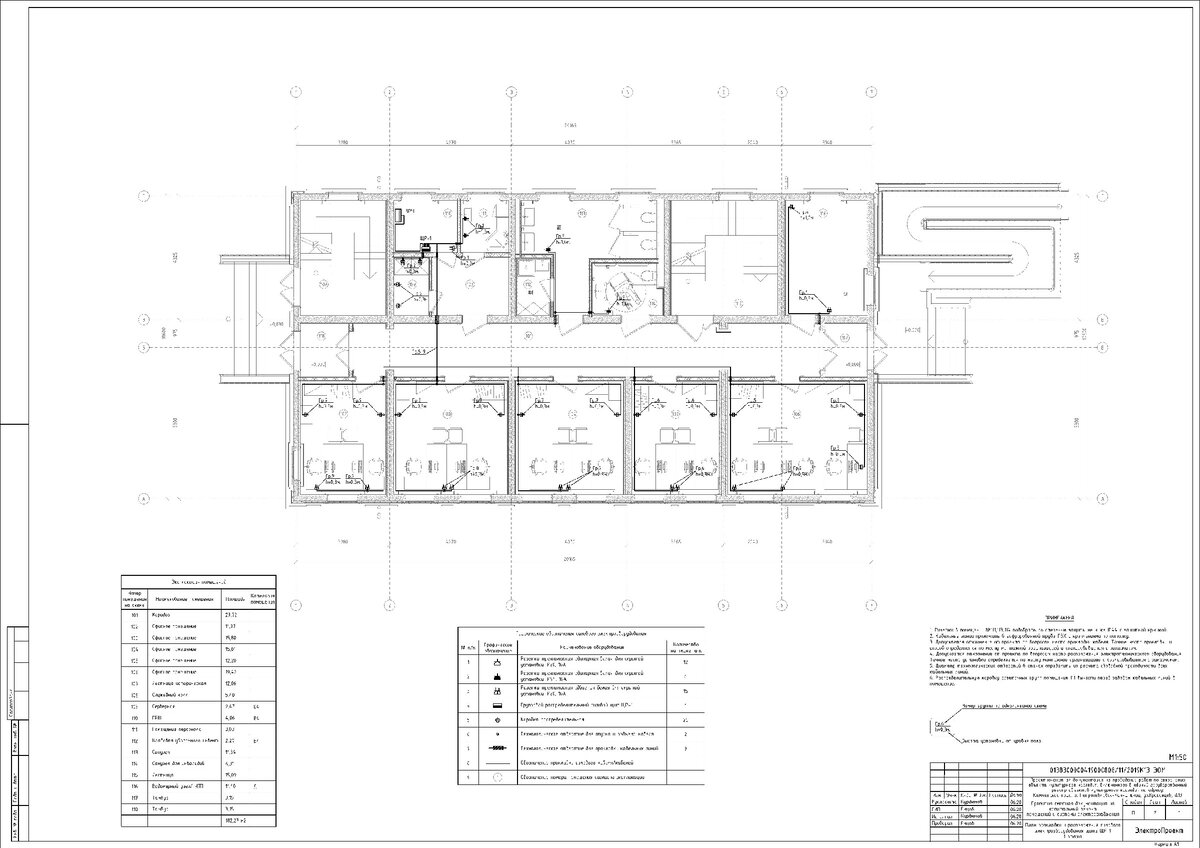 План прокладки и расположения силового электрооборудования для офисного помещения. 