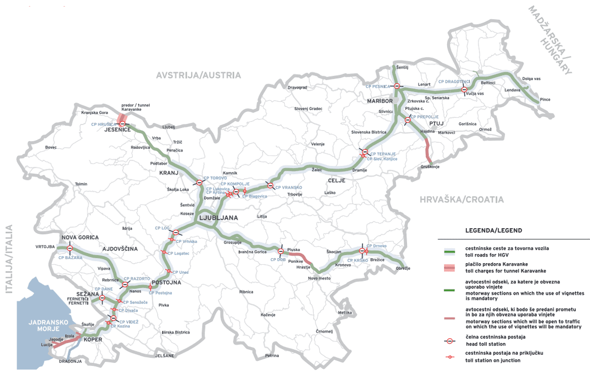 Карта автомобильных дорог Словении