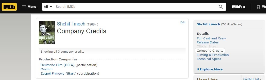 Скриншот с сайта IMDB от 2020 года