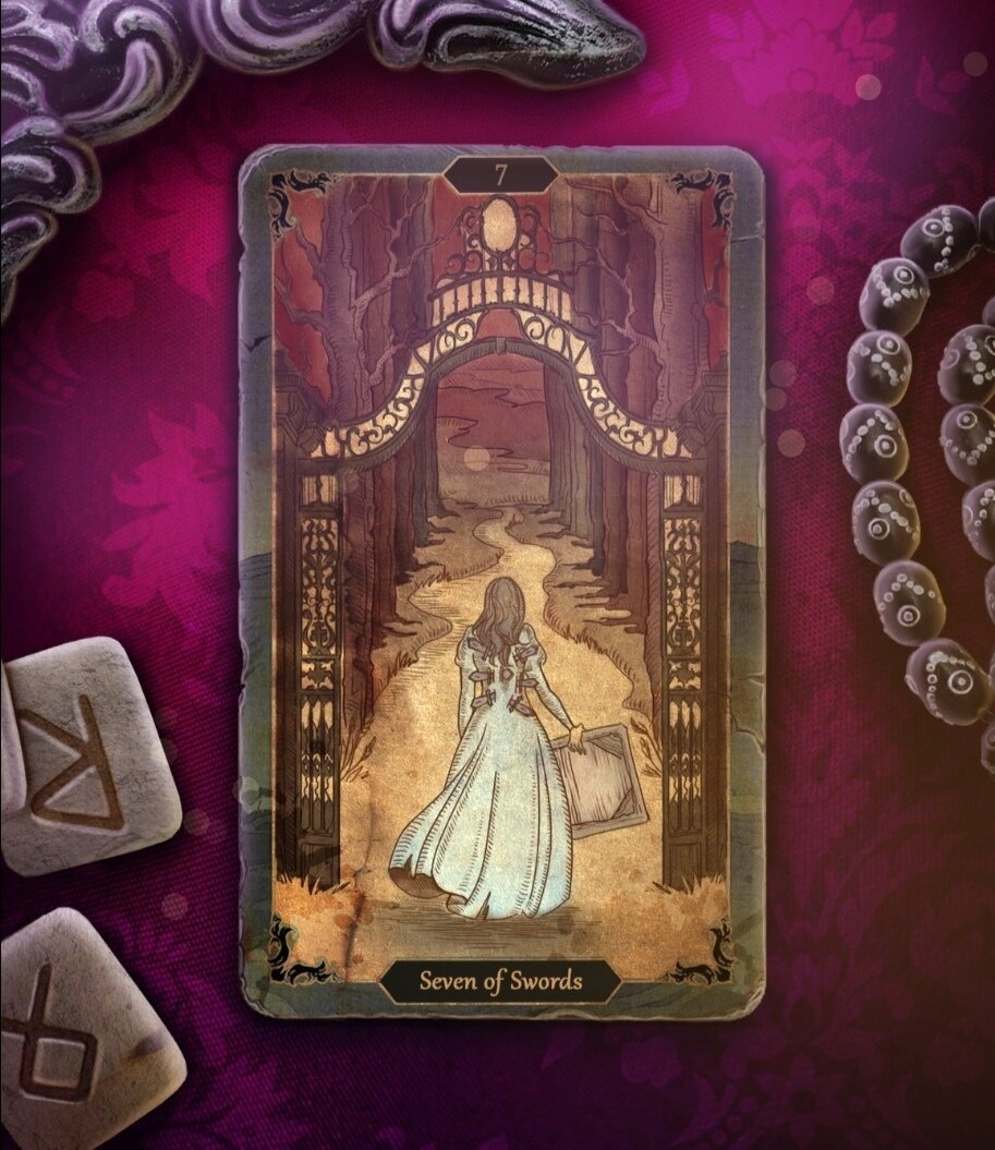 Карта Таро 7 мечей. Арканум. Клуб романтики.