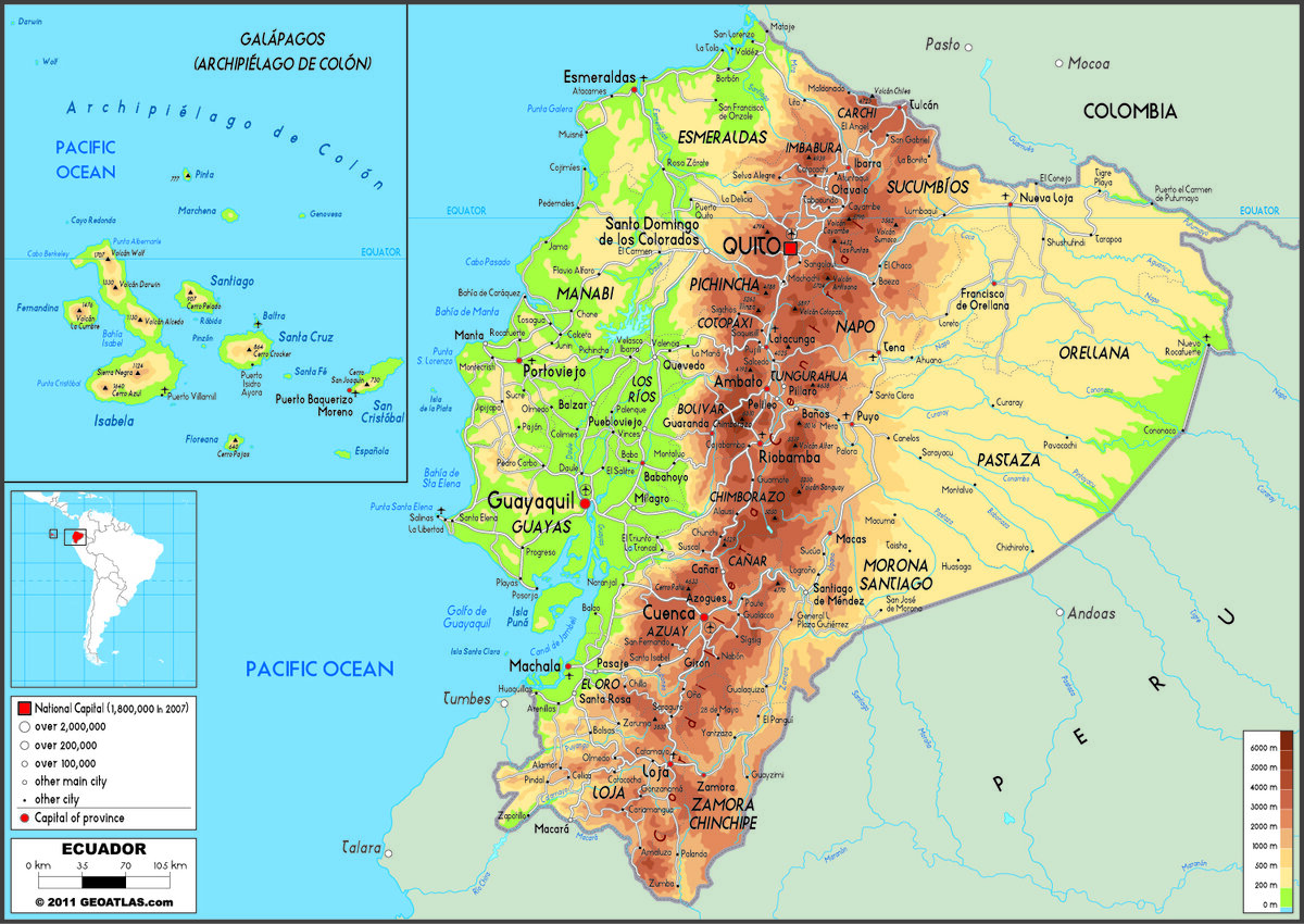 Карта эквадора географическая