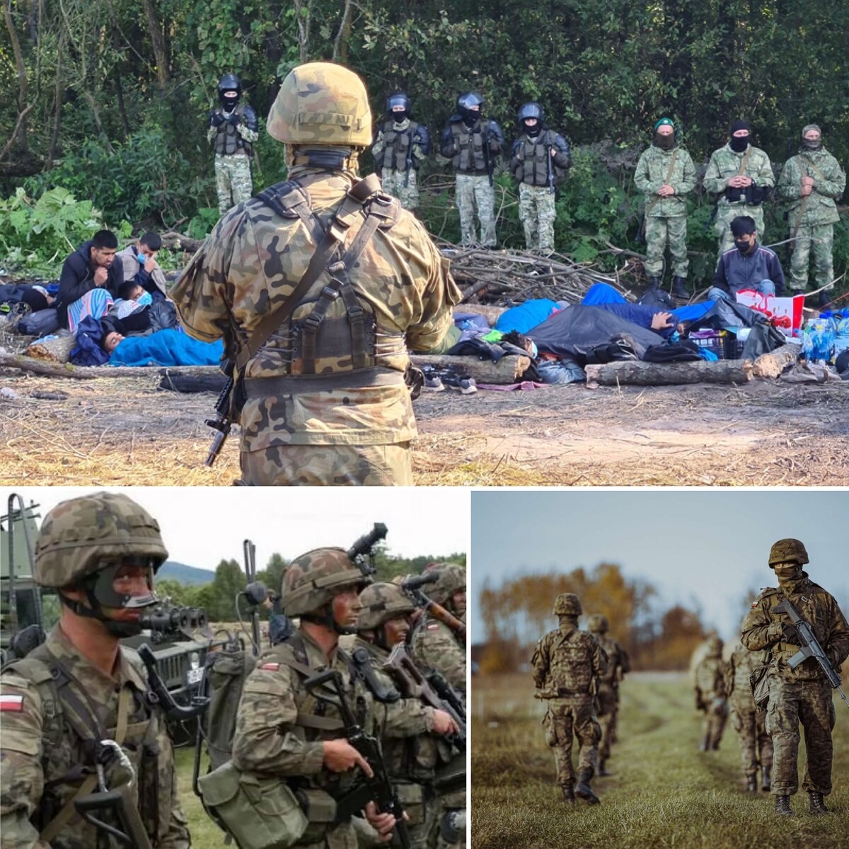 Польские войска на границе. Щемят несчастных мигрантов
