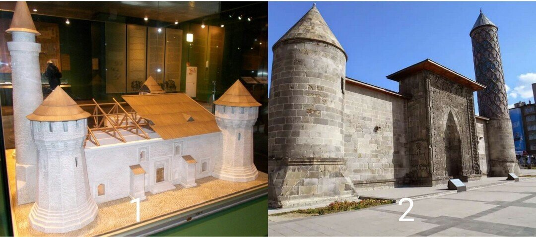 
1.Соборная мечеть г. Болгары. XIII в.
2.Медресе Якутие в г. Эрзурум, Турция. Строительство было начато в 1310 году Джемаледдином Ходжа Якутом, местным губернатором монголов Хулагуидов (Ильханидов).