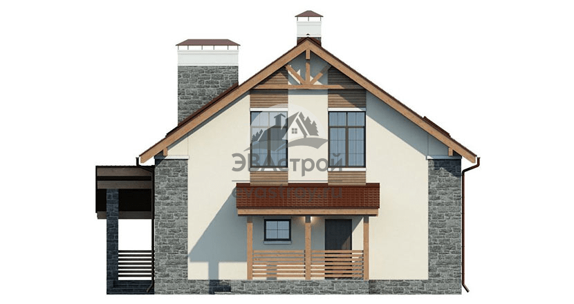 Проект дома 171 м2 с мансардой, крыльцом и террасой - 11-75