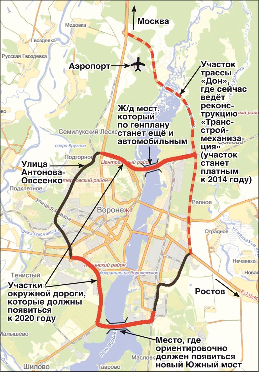 большое воронежское кольцо. дублер московского проспекта воронеж. кад воронежа. кад воронежа. проект кольцевой автодороги воронеж.