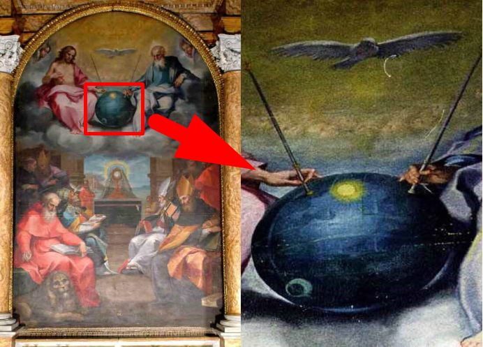 Картина художника Бонавентуры Салимбени «Прославление таинства евхаристии» в 1600 изображает КРУГЛУЮ землю