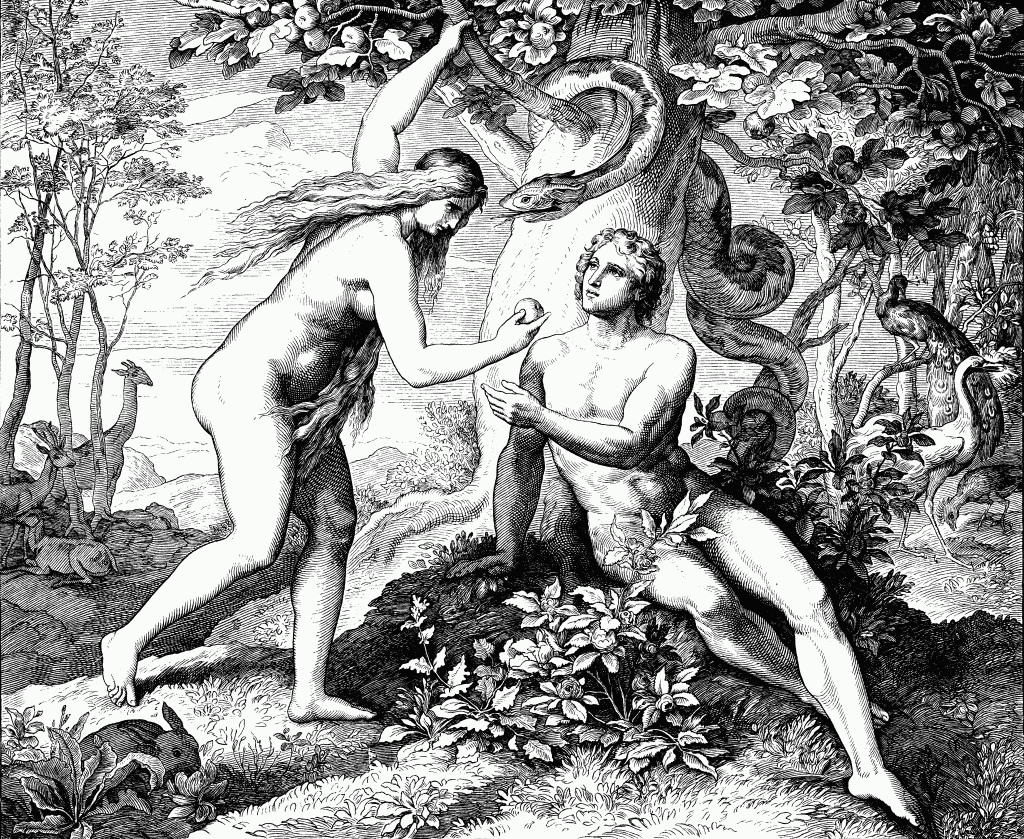Художник Шнорр фон Карольсфельд, гравюра Грехопадение, 1852-1860 год, иллюстрация к  Библии. https://gorenka.org/289/