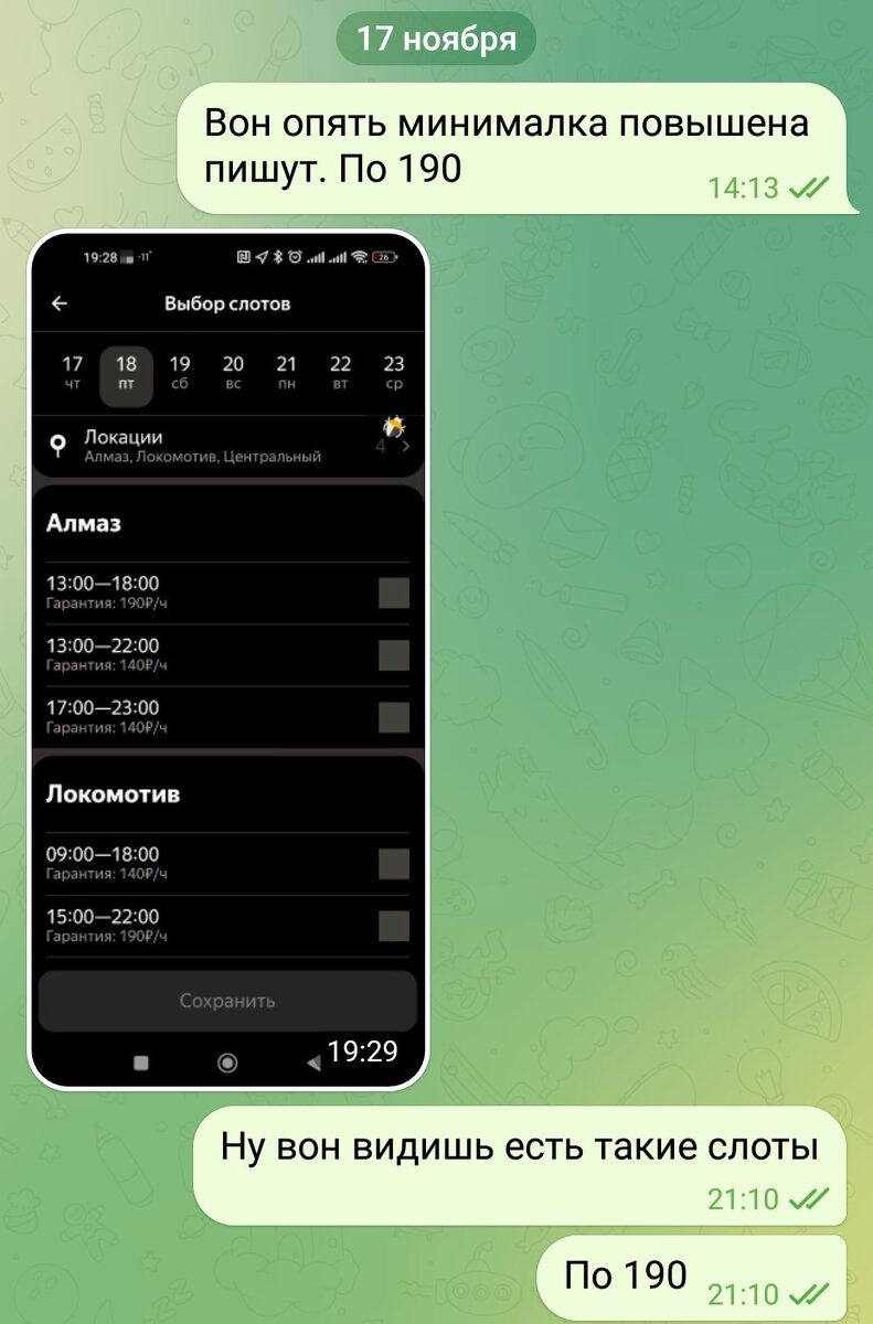 видно, что часть смен по повышенной ставке