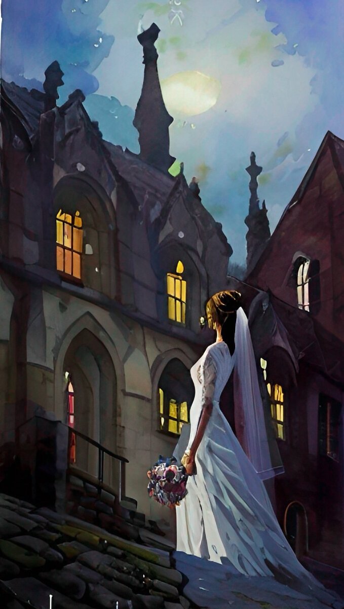 Казалось веселились все вокруг кроме самой невесты. Она старалась остаться одна в стороне от пышного торжества. 