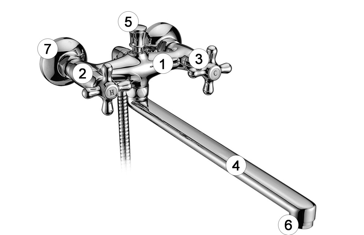 Составные части смесителя для ванной | Интересное о Сантехнике | Дзен