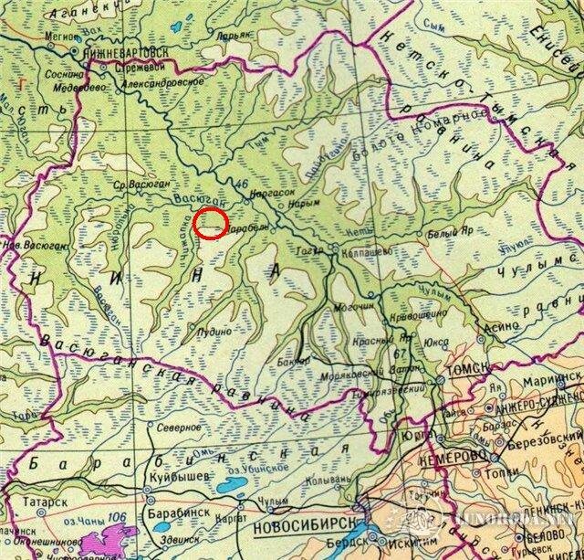 Васюганское озеро на карте