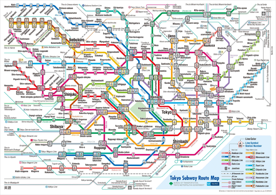 схема с официального сайта метро города Токио https://www.tokyometro.jp/en/subwaymap/