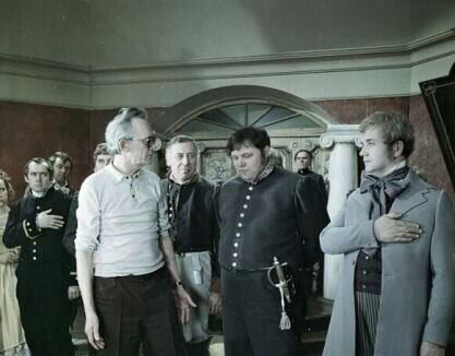 В.Носик, О.Анофриев, Л.Гайдай, А.Папанов, В.Невинный, Л.Куравлёв на съёмках. "Мосфильм"