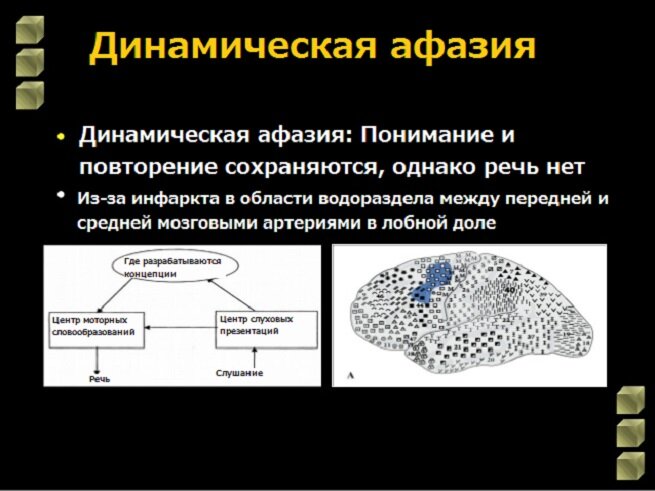 Тяжёлая — полностью исчезают навыки активного общения, на вопросы отвечают «эхом», вплоть до воспроизведения движений собеседника. Самостоятельно сформулировать высказывание больной не может. Теряется способность воспринимать предложение в целом воспринимаются только отдельные слова.