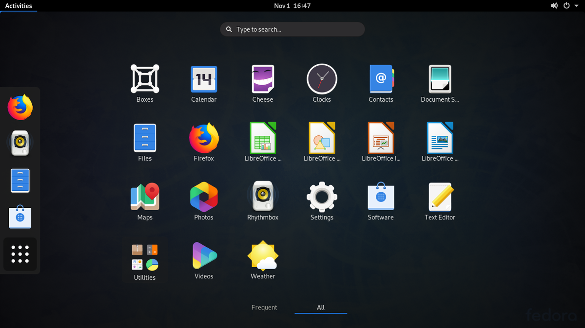 GNOME - стандартный DE для Fedora