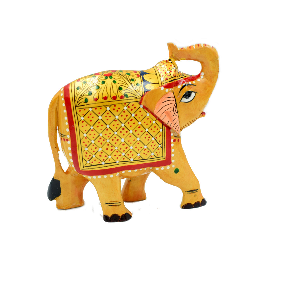 Слоник жёлтый с хоботом, поднятым вверх