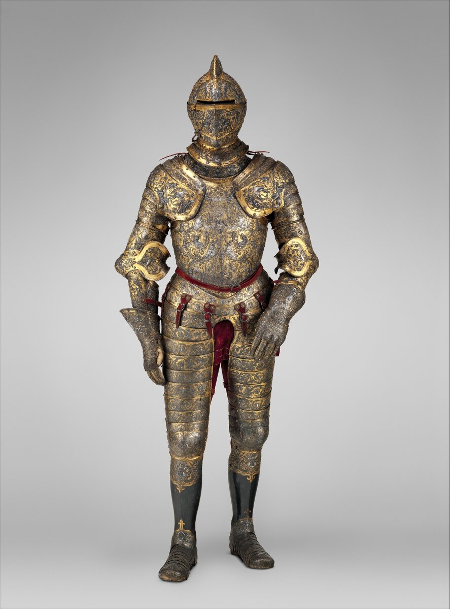 Сталь, золото, серебро, кожа, текстиль. 1555 год.