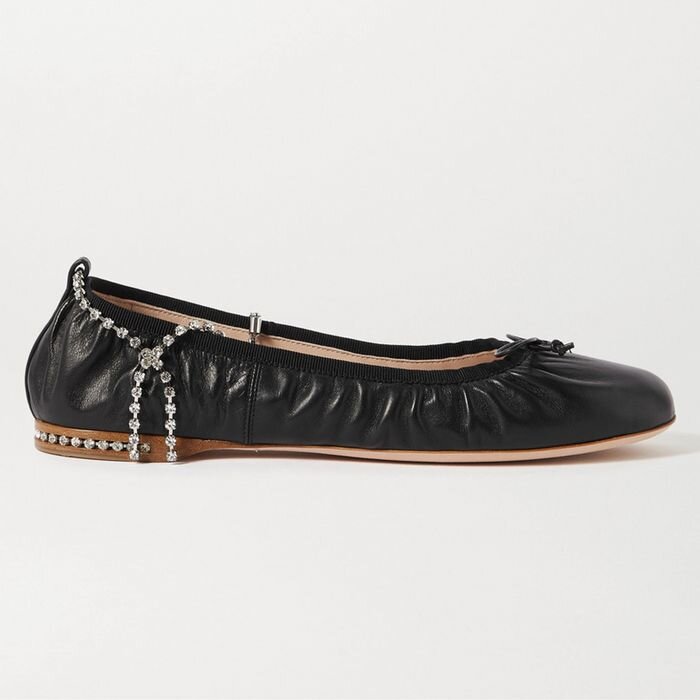 Miu Miu Crystal-Embellished Leather Flats (£550)