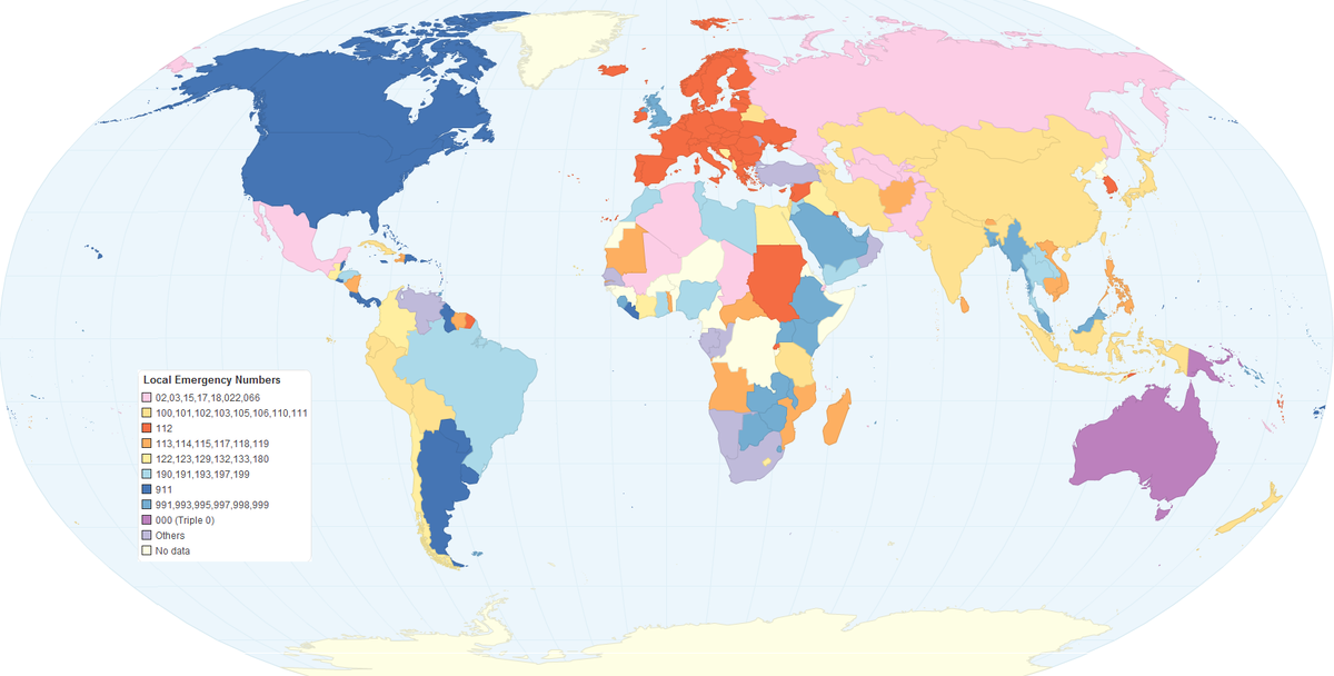 Номера экстренных служб в странах мира