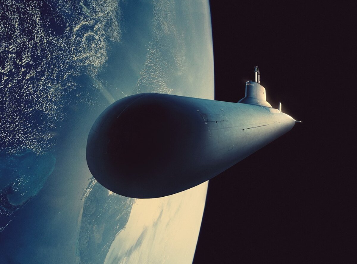 Подводная лодка проекта 941 "Акула" на околоземной орбите Источник изображения: Дмитрий Максимов/tebe-interesno.livejournal.com