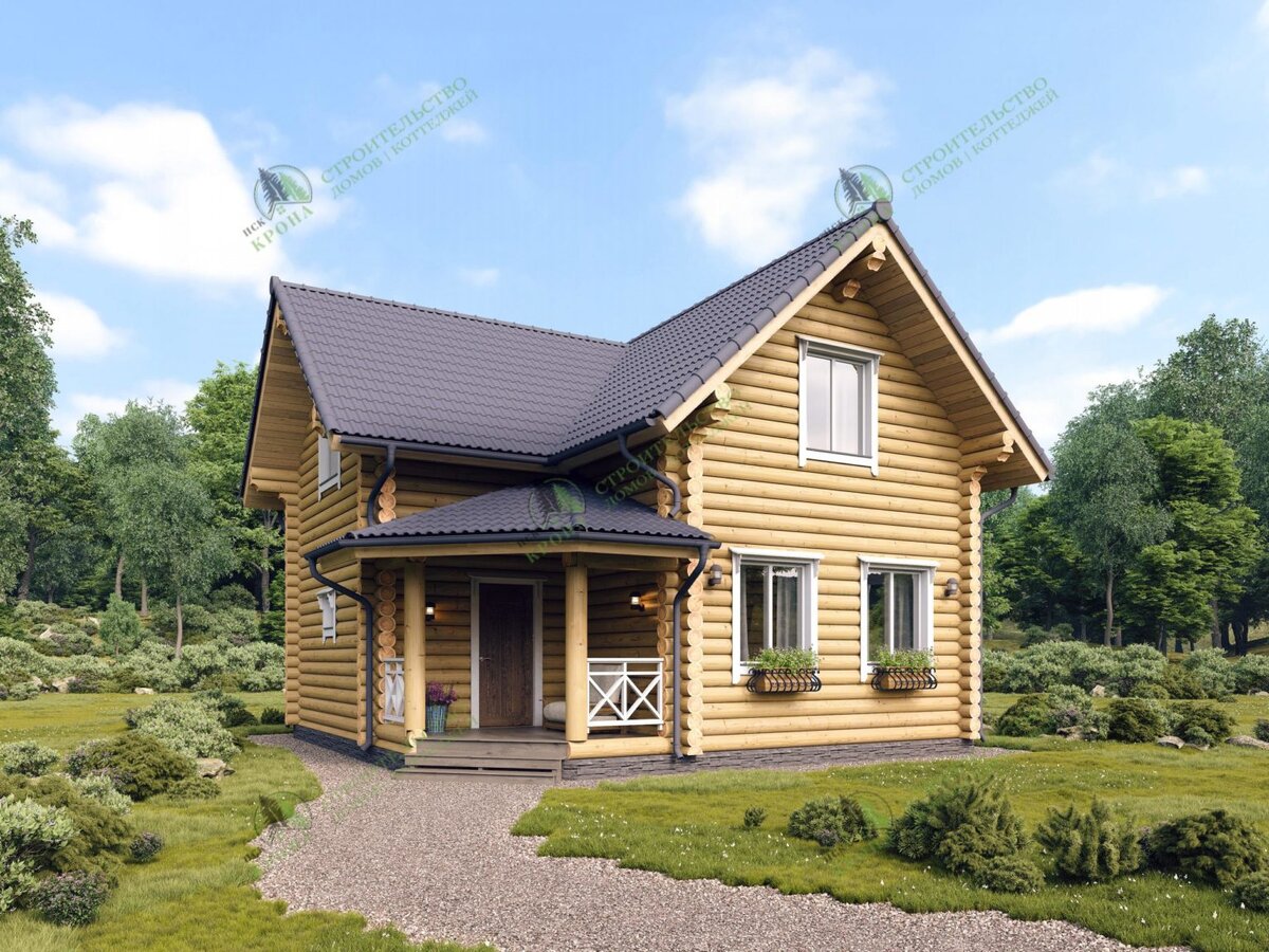 Двухэтажный дом из бревна  8х8 метров