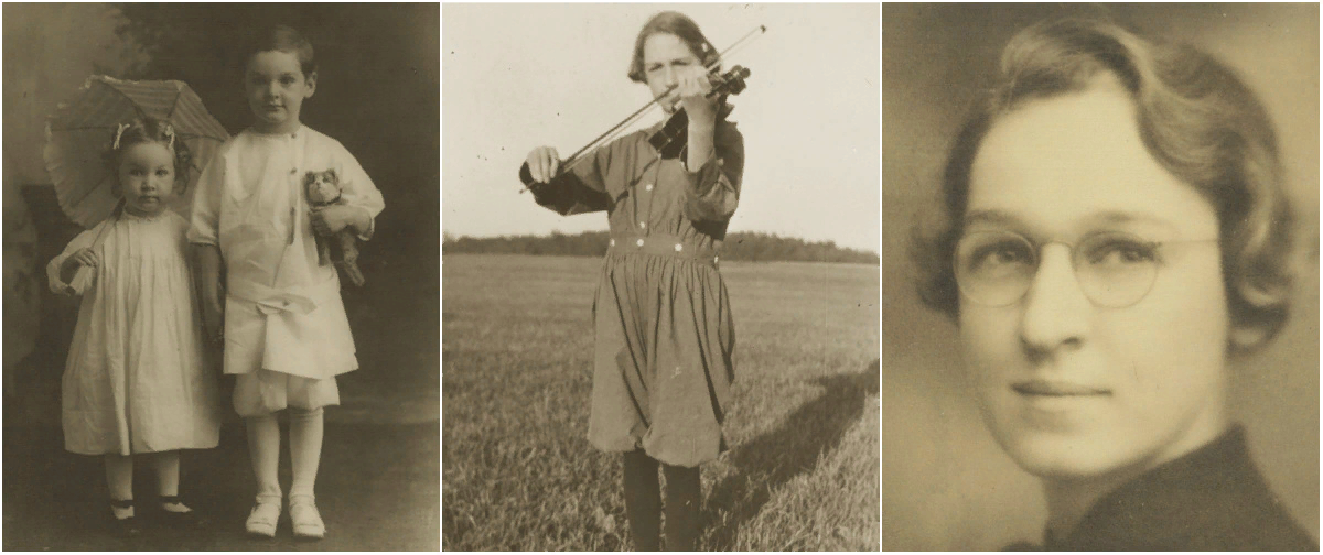 Вирджиния Апгар с братом Лоуренсом - 1. Игра на скрипке (любимое хобби) - 2. Студентка Апгар - 3.