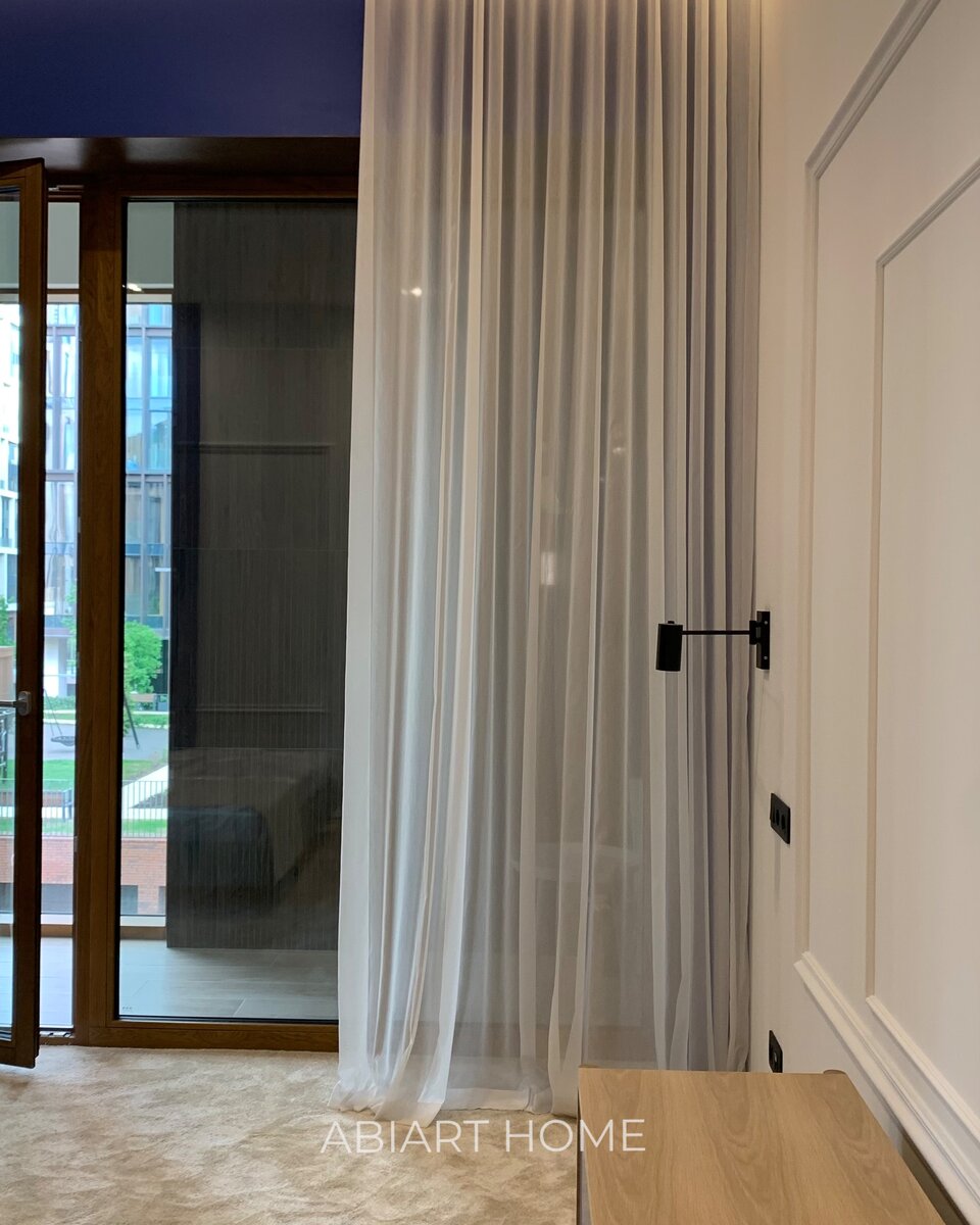Гардины в спальной комнате.ЖК «Садовые кварталы» Текстильный дизайн интерьера ABIART HOME 