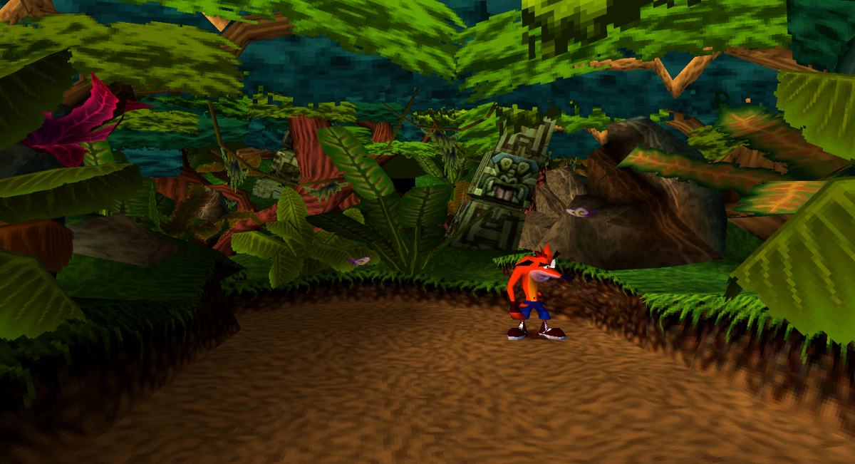 Скрин из игры Crash Bandicoot, сделан через эмулятор Duckstation