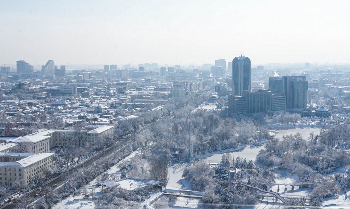 Заглавное фото: зимний Ташкент, источник - Спутник