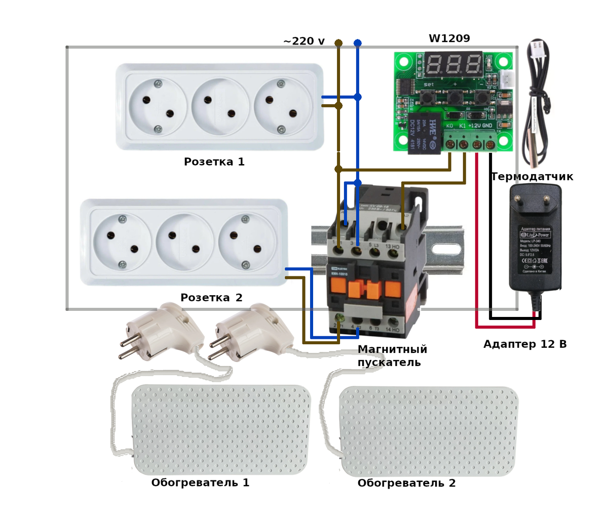 Схема подключения Терморегулятора