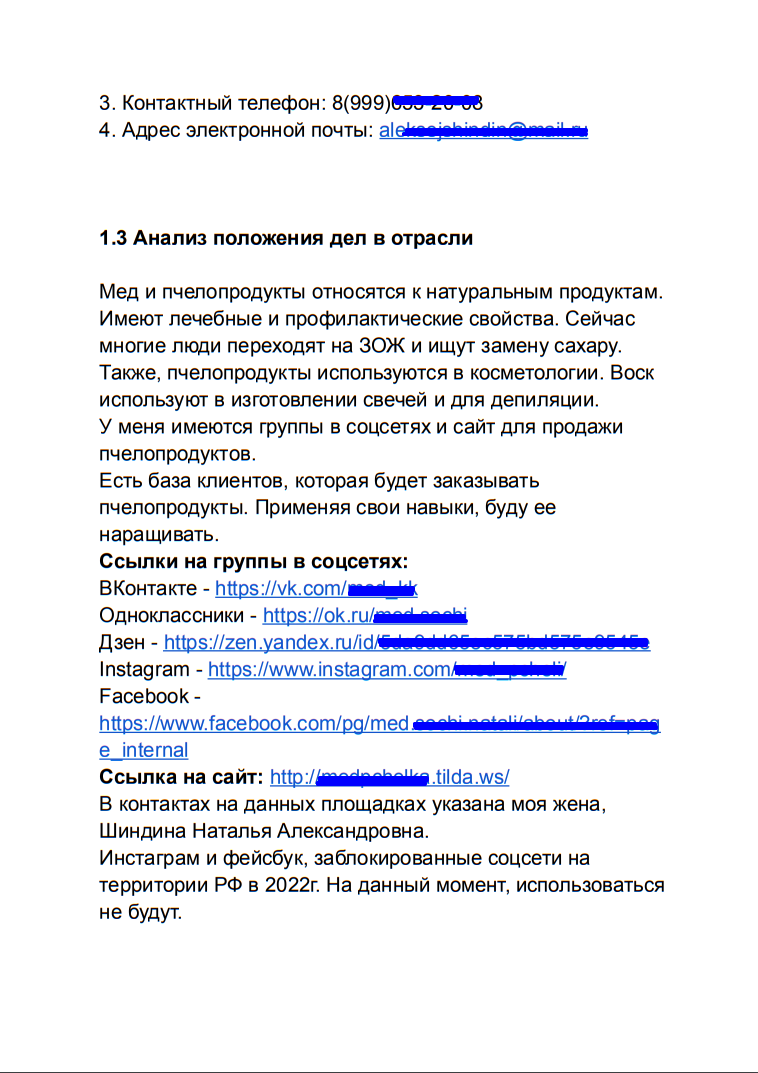 Делюсь Бизнес-планом для получения социального контракта (подготовка и ...