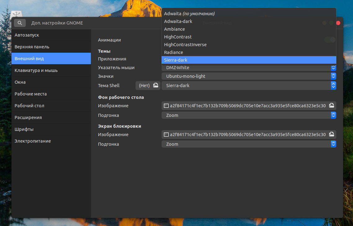 Gnome настройка верхней панели. Доп. Настройки Gnome внешний фид. Доп. Настройки Gnome рабочий стол. Доп настройки Gnome Электропитание.