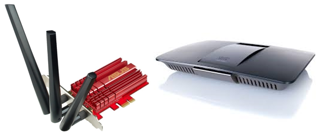 
Рисунок 2 – Внешний вид ASUS PCE-AC66 (слева) и роутера  Linksys EA6500 (справа)