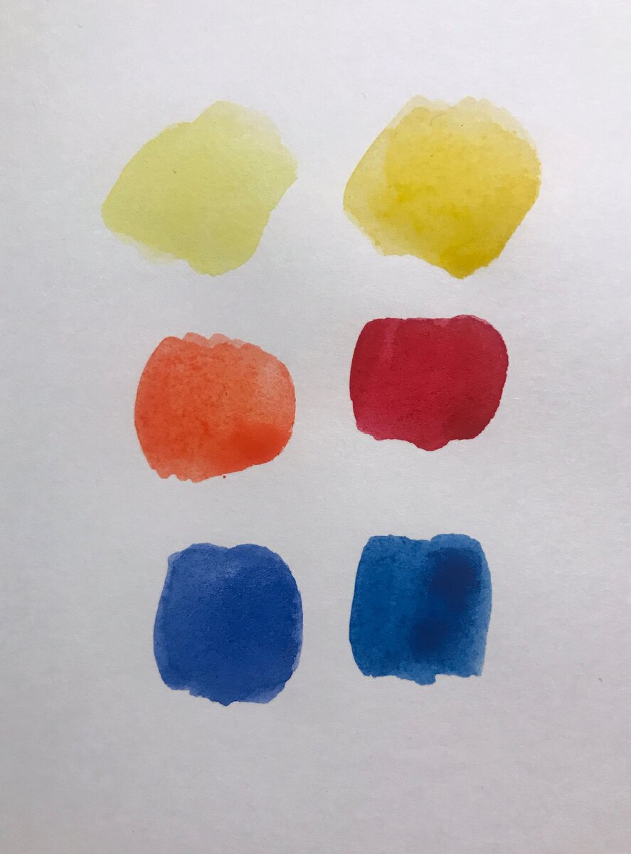 Холодные и теплые оттенки цветов - На фото акварельные краски Невской палитры