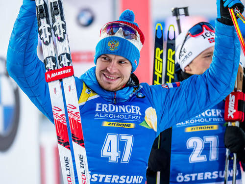 Матвей Елисеев, российский биатлонист, бронзовый призёр чемпионата мира 2019 года в эстафете, чемпион Европы 2016 года в смешанной эстафете. Заслуженный мастер спорта России. Фото взято с сайта rusbiathlon.ru.