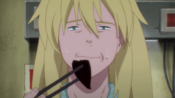 ГИФ'ка из аниме: Кайман не умеет готовит.