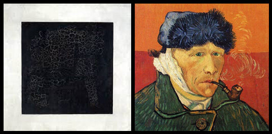Казимир Северинович Малевич "Черный квадрат", Винсент Ван Гог "Автопортрет"