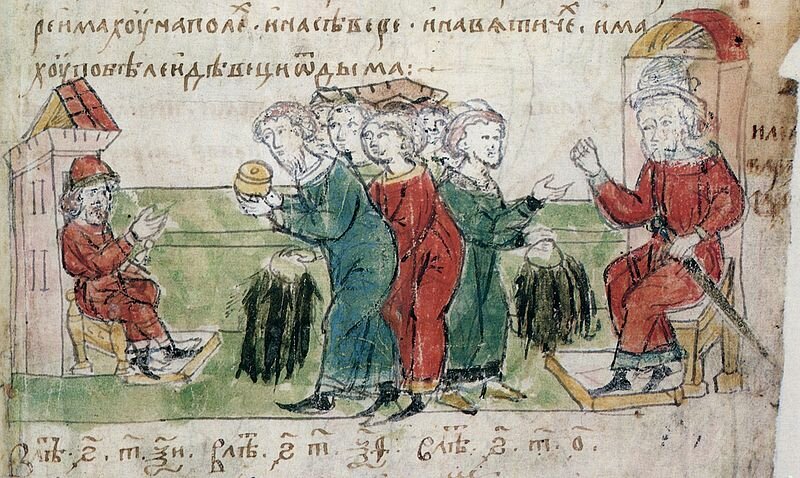 Из Радзивиловской летописи: " А козаре (хазары) имаху на полех, и на севере, и на вятичех, имаху по беле и девеци от дыма. ..."