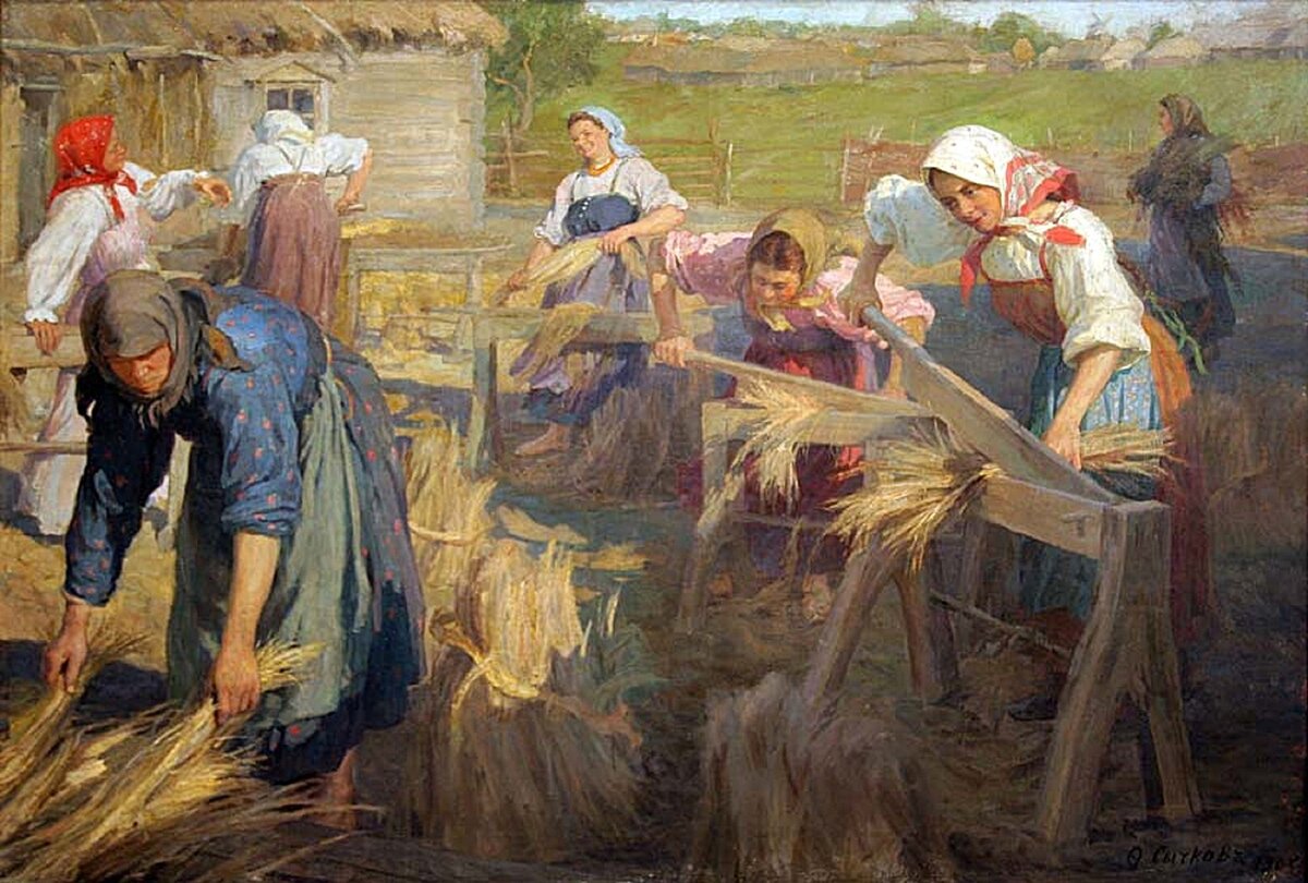 Ф.В. Сычков «Мяльщицы льна» 1905