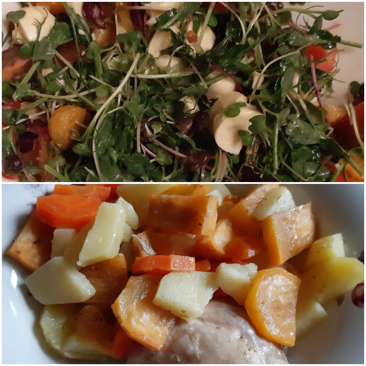 Сверху типичный докороновирусный ужин. Снизу ужин в разгар эпидемии.