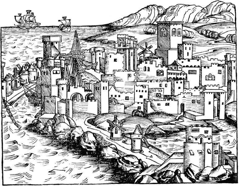Родос. Михель Вольгемут, Вильгельм Плейденвурфф, 1493 (commons.wikimedia.org)