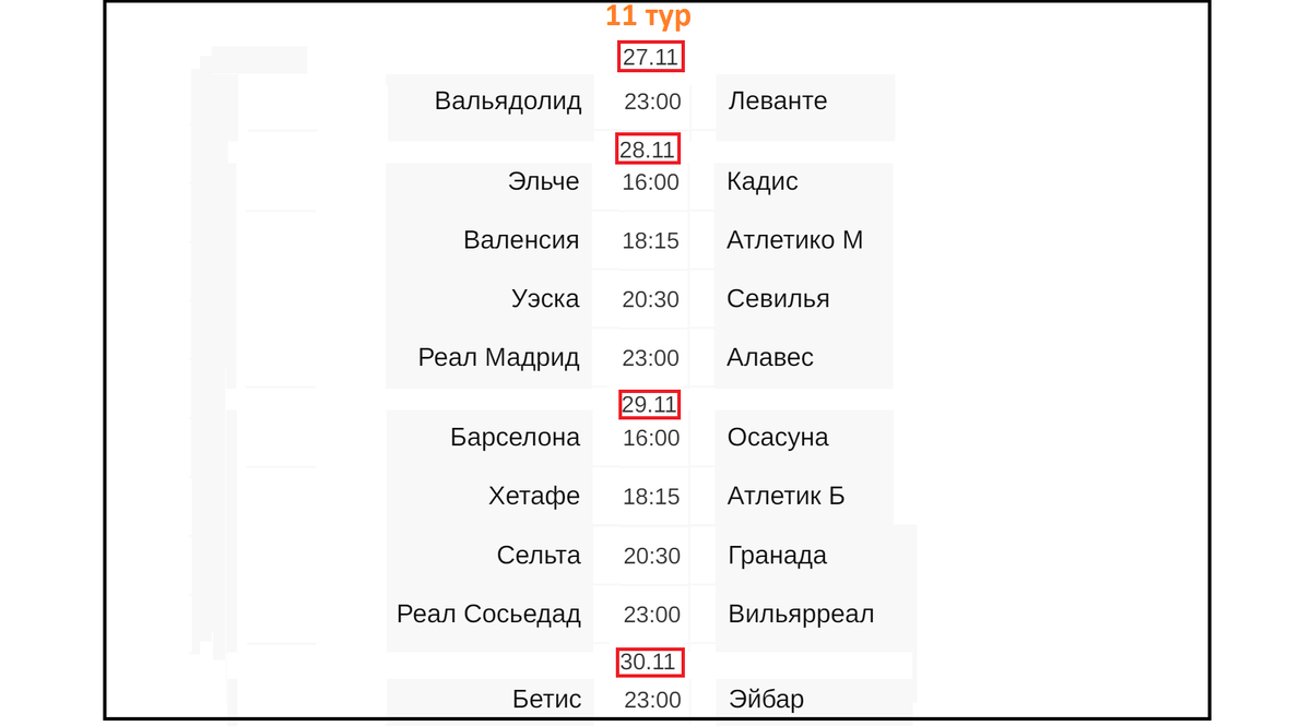 Чемпионат испании матчи расписание