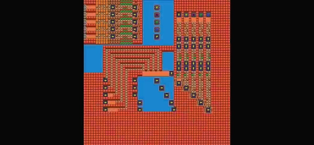 Lay out карты. Конец обозначен трамплином в центре, направленным вверх