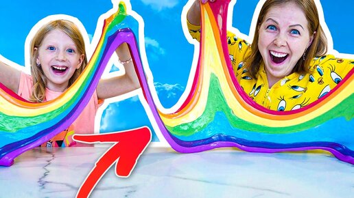 Download Video: Милана и Мама Сделали Радугу из Слайма Rainbow Slime Party Делаем Слайм Радуга!