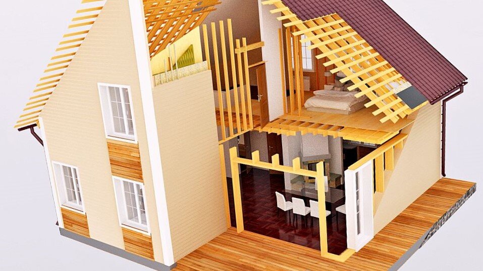 Схема каркасного дома.