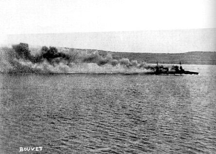 Fig. 3. 1915.03.18 14.00 French battleship “Bouvet”'s last moments after striking a mine in the Dardanelles capsizing.