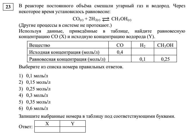 Задание 23 химия