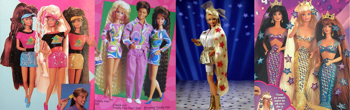 Самые популярные длинноволосые выпуски Барби в 90-х. Пляжные выпуски не беру. 